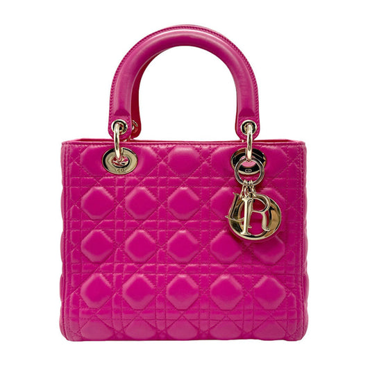 Dior Lady Dior Pink Leather Hand Bag