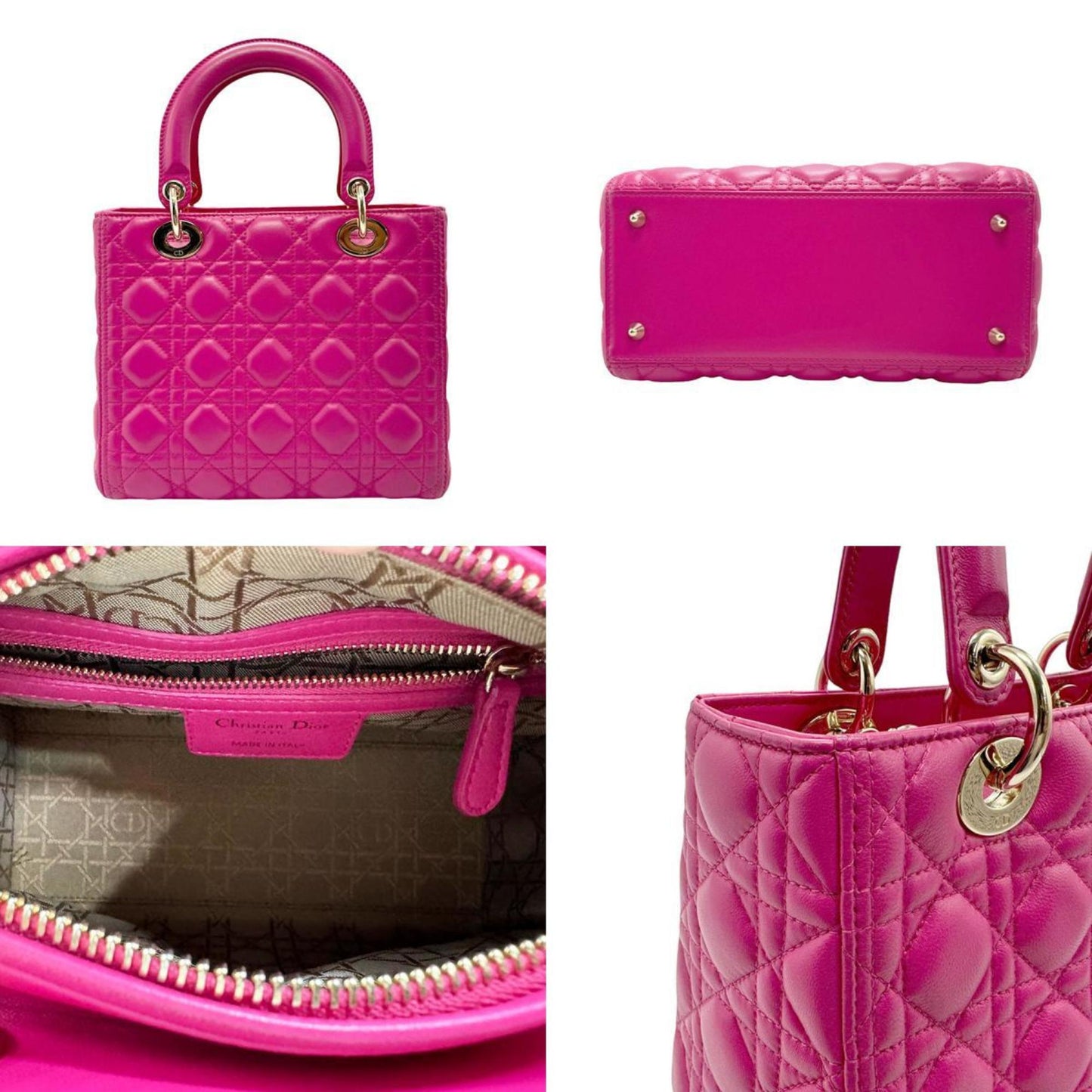 Dior Lady Dior Pink Leather Hand Bag