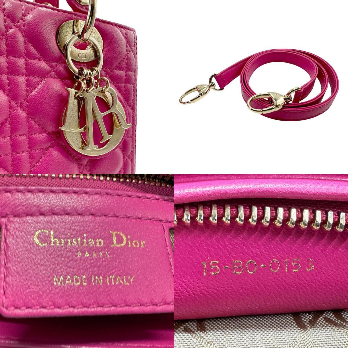 Dior Lady Dior Pink Leather Hand Bag