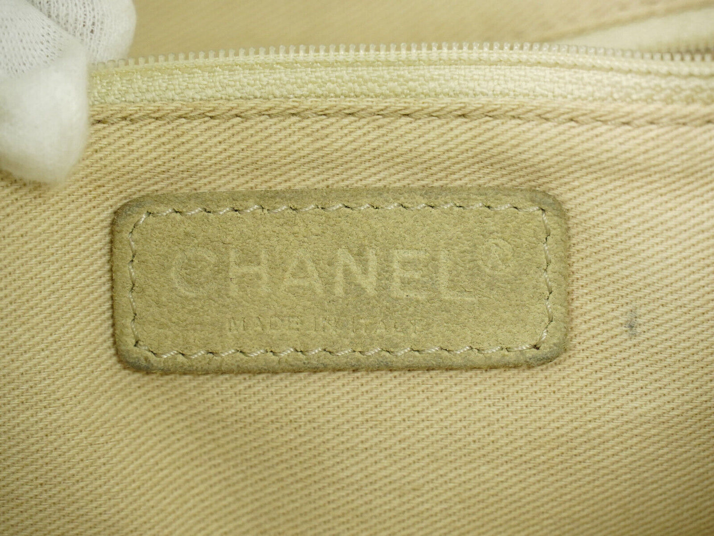 Chanel Clover Beige Canvas Shoulder Bag