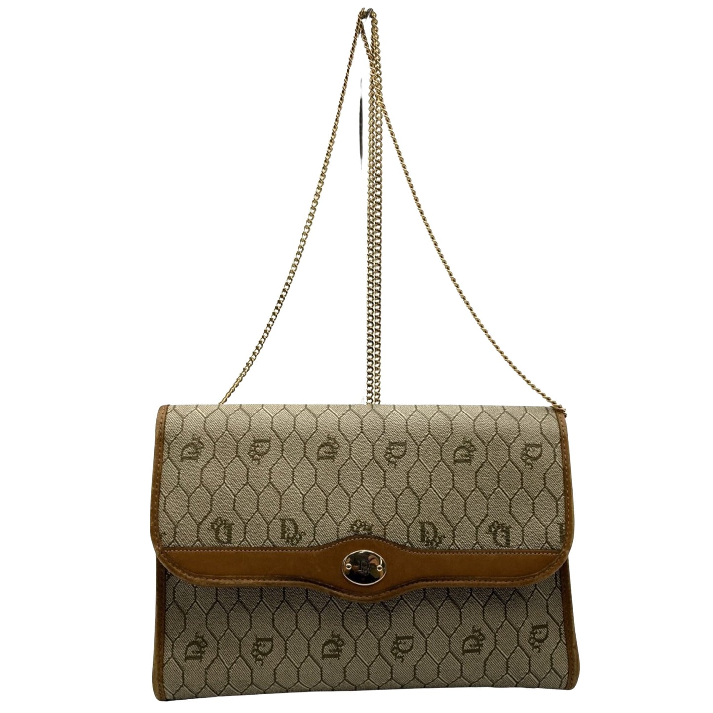 Dior Honeycomb Beige Canvas Shoulder Bag