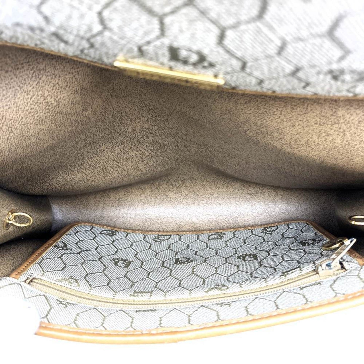 Dior Honeycomb Beige Canvas Shoulder Bag