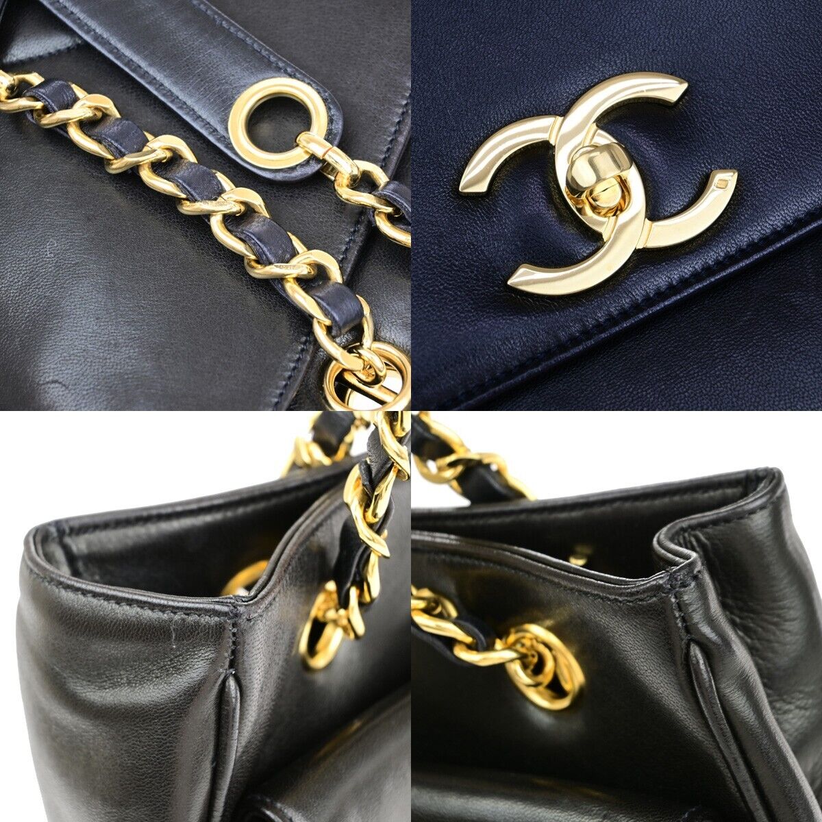 Chanel Logo CC Black Leather Shoulder Bag