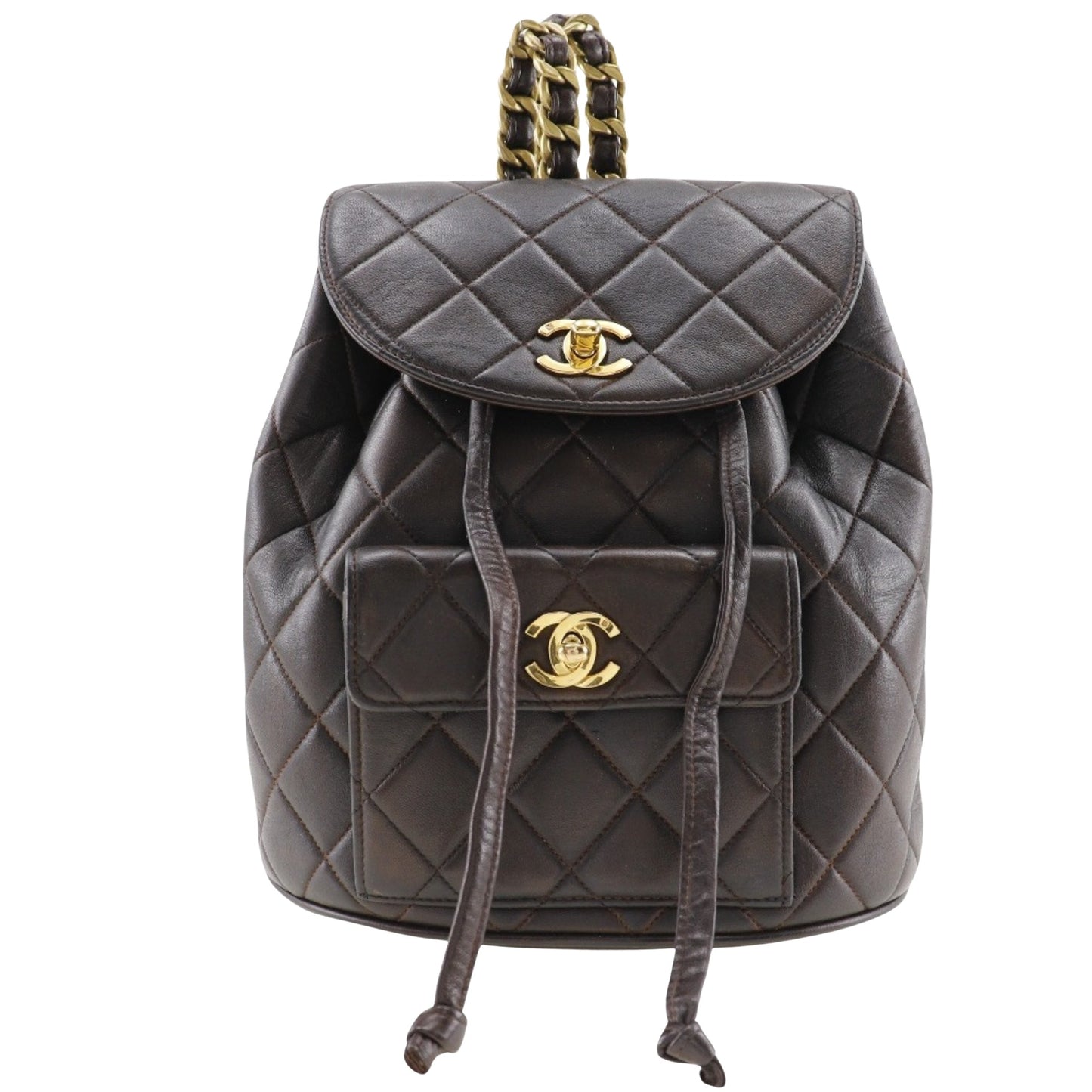 Chanel Matelassé Brown Leather Backpack Bag