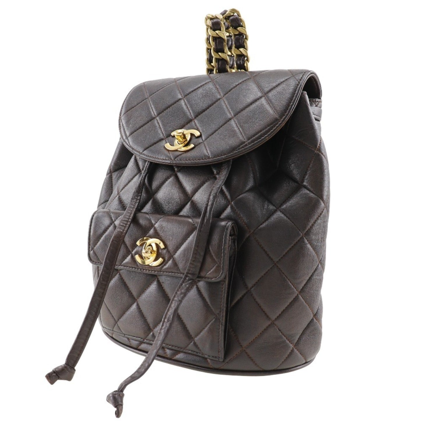 Chanel Matelassé Brown Leather Backpack Bag