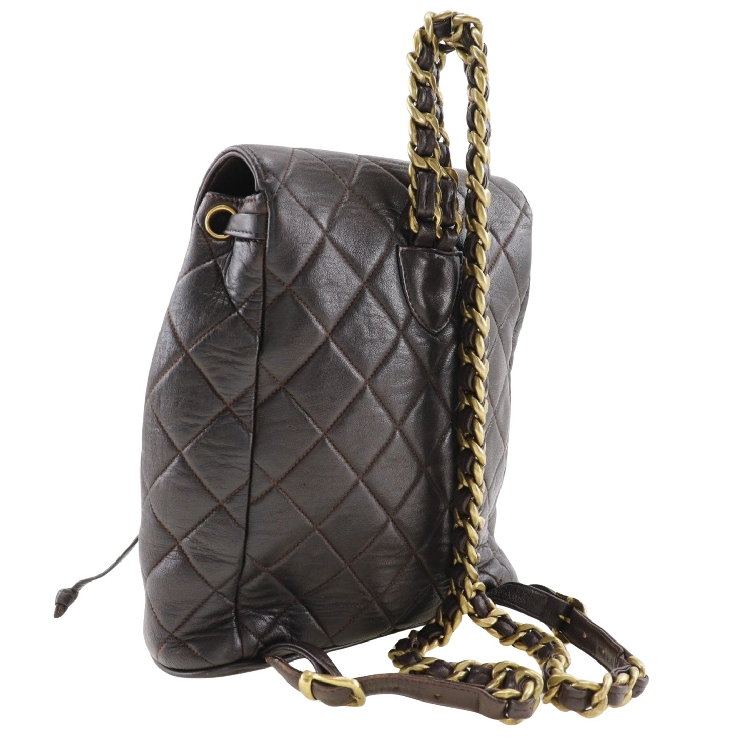 Chanel Matelassé Brown Leather Backpack Bag