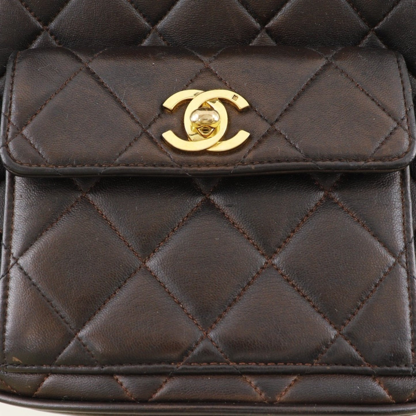 Chanel Matelassé Brown Leather Backpack Bag