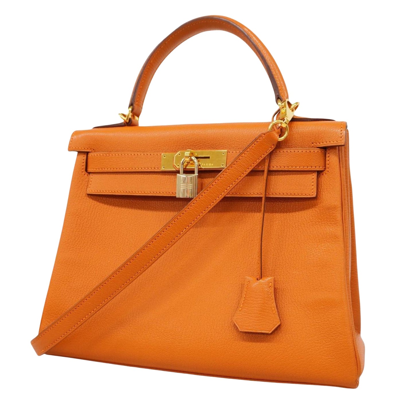 Hermès Kelly 28 Orange Leather Hand Bag