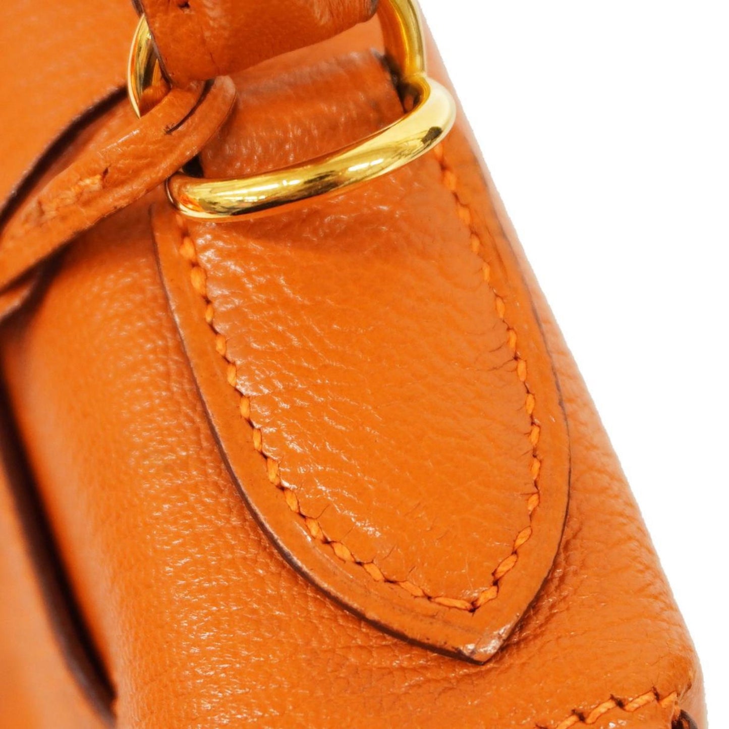 Hermès Kelly 28 Orange Leather Hand Bag