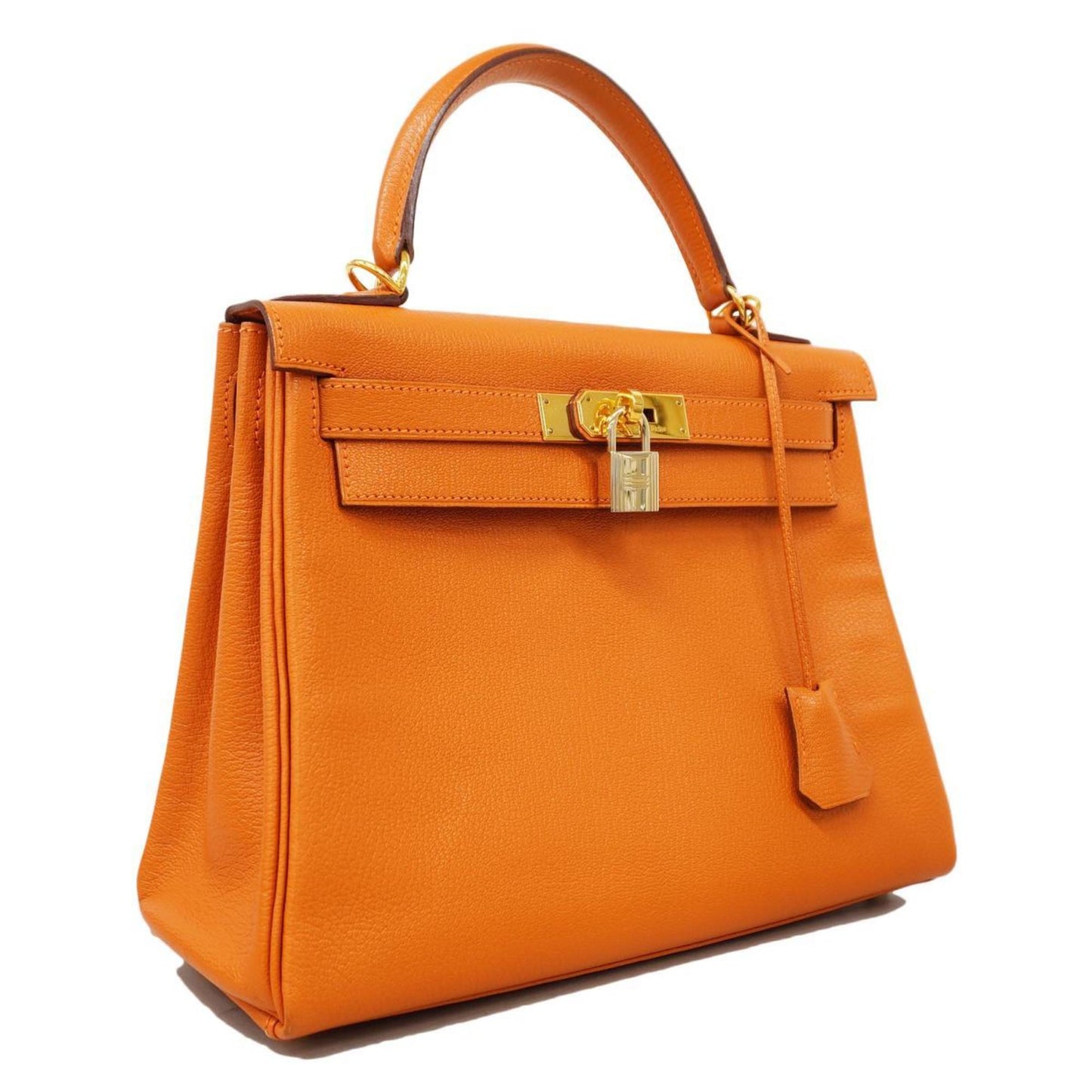 Hermès Kelly 28 Orange Leather Hand Bag