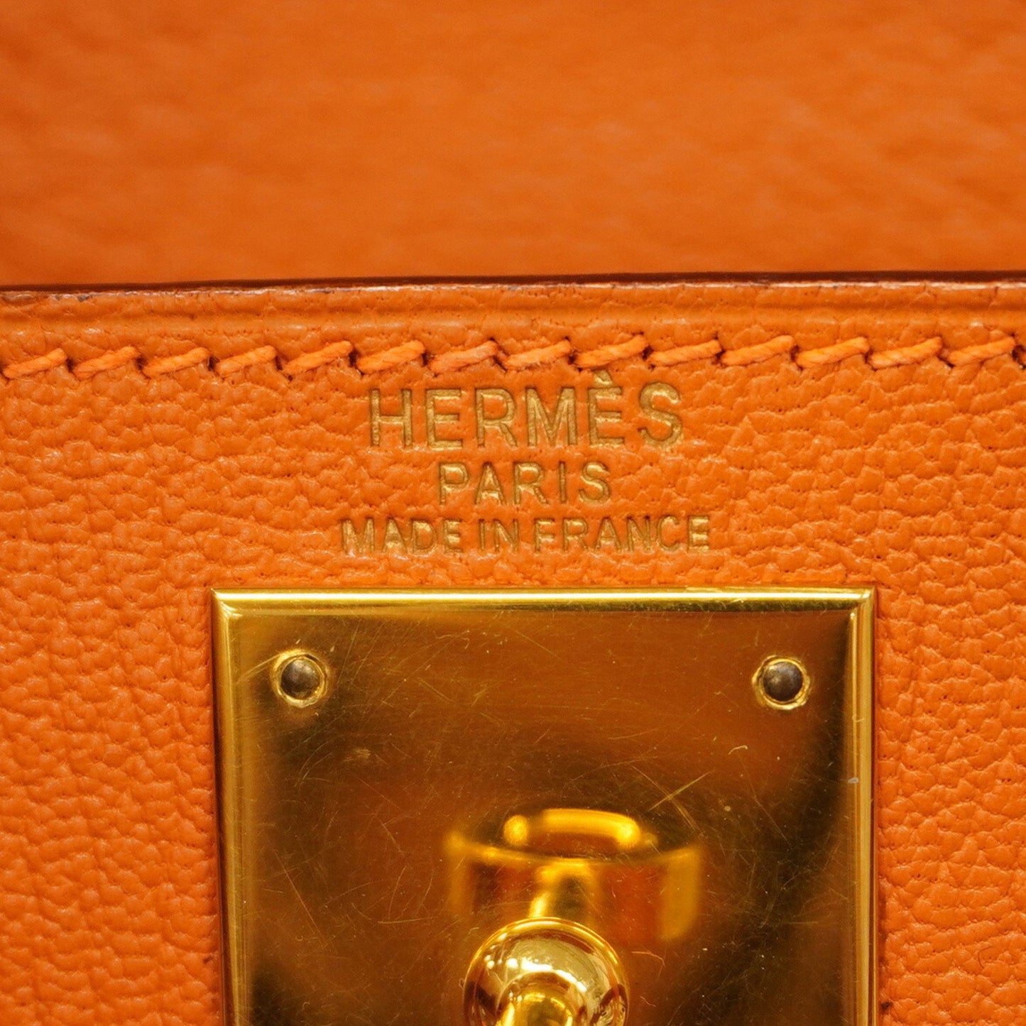 Hermès Kelly 28 Orange Leather Hand Bag