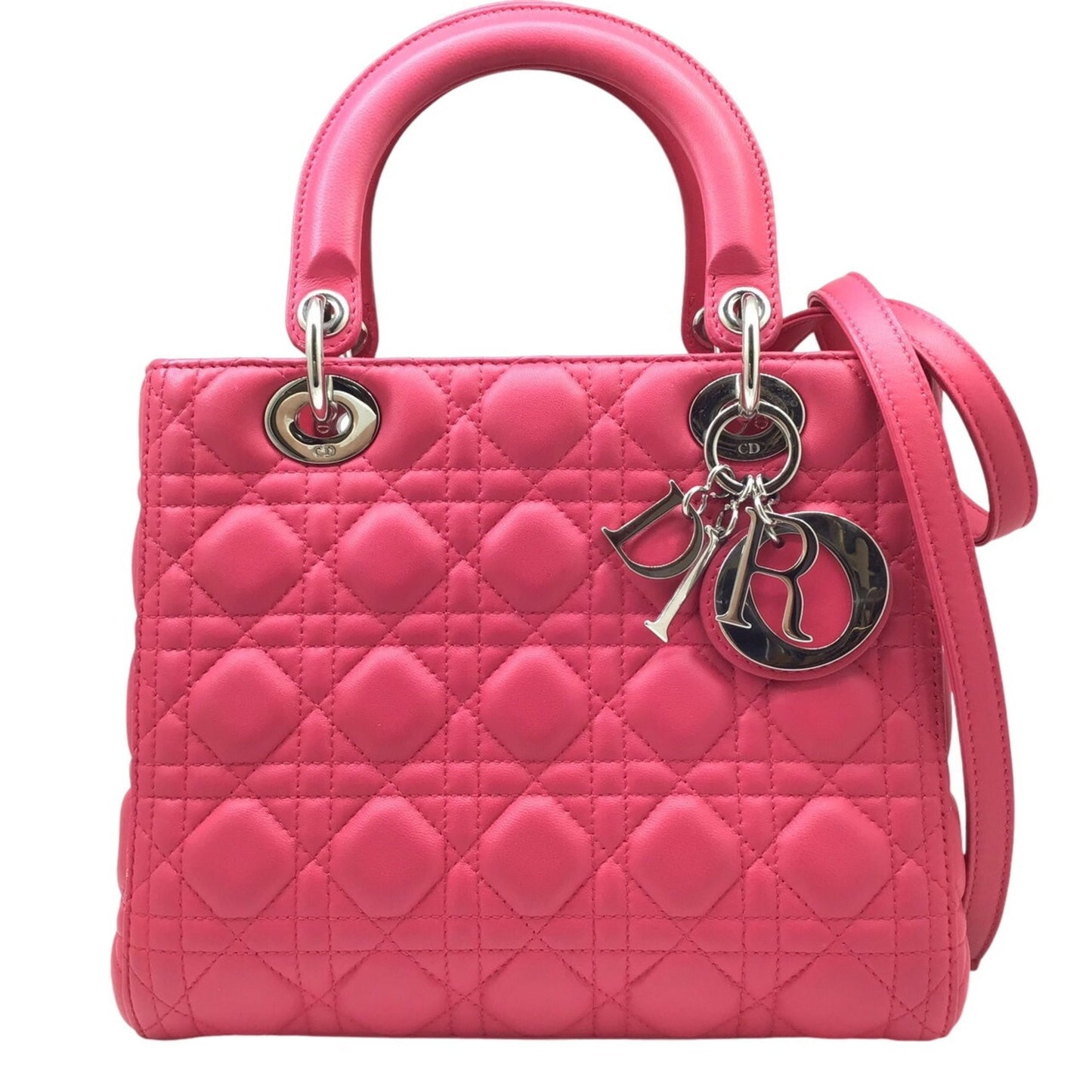 Dior Lady Dior Pink Leather Hand Bag