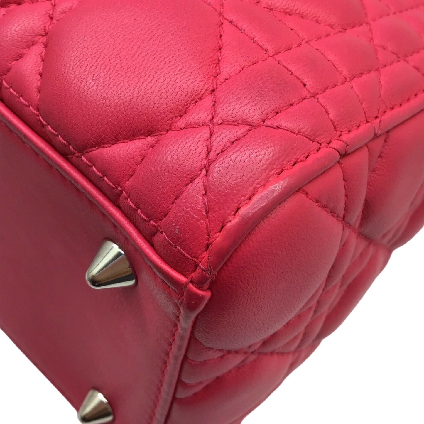 Dior Lady Dior Pink Leather Hand Bag