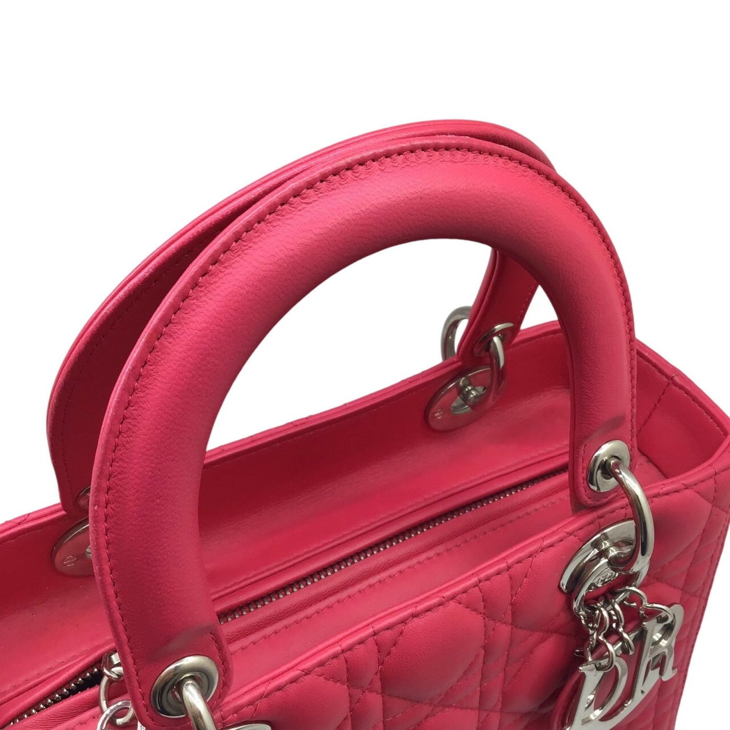 Dior Lady Dior Pink Leather Hand Bag