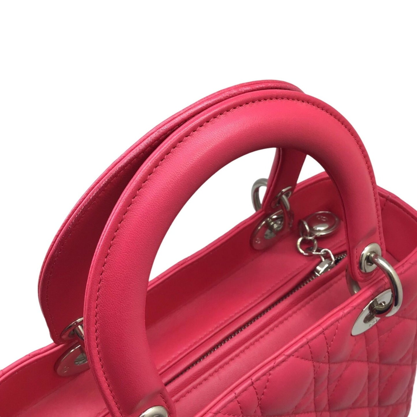 Dior Lady Dior Pink Leather Hand Bag