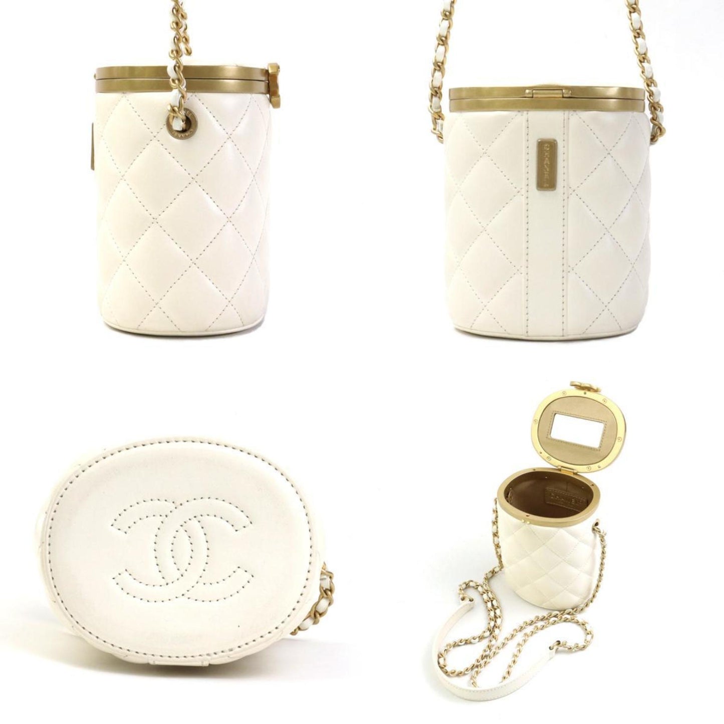 Chanel Matelassé White Leather Shoulder Bag