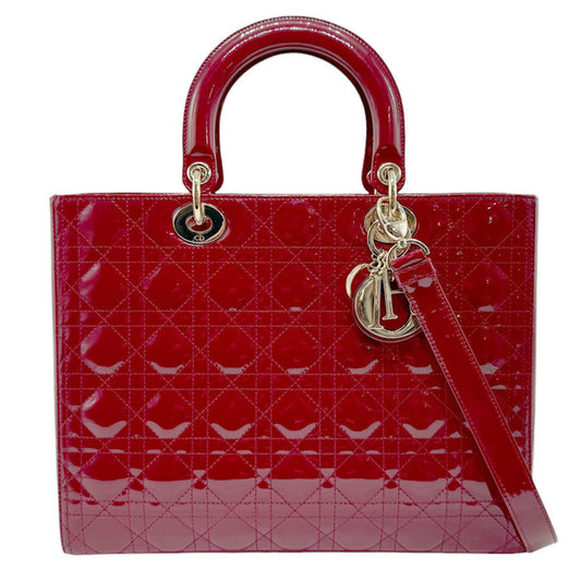 Dior Lady Dior Red Patent Leather Hand Bag