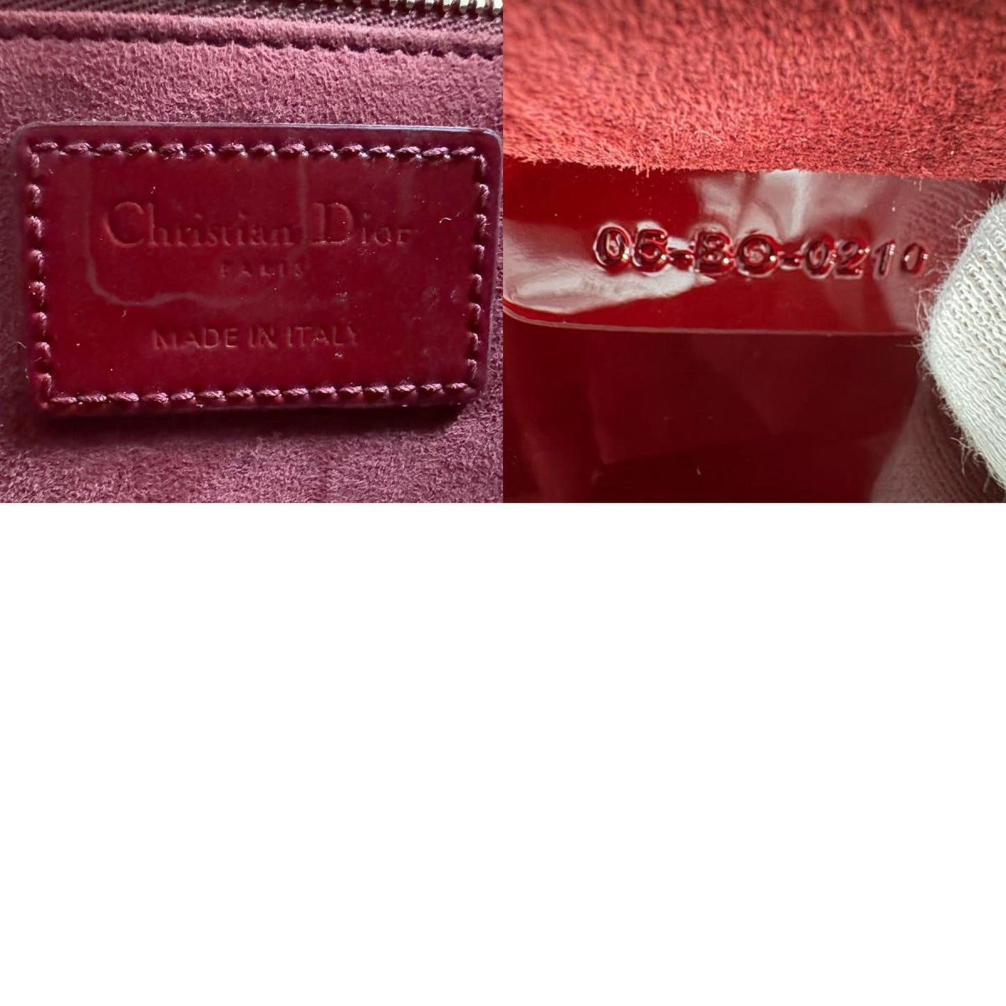 Dior Lady Dior Red Patent Leather Hand Bag