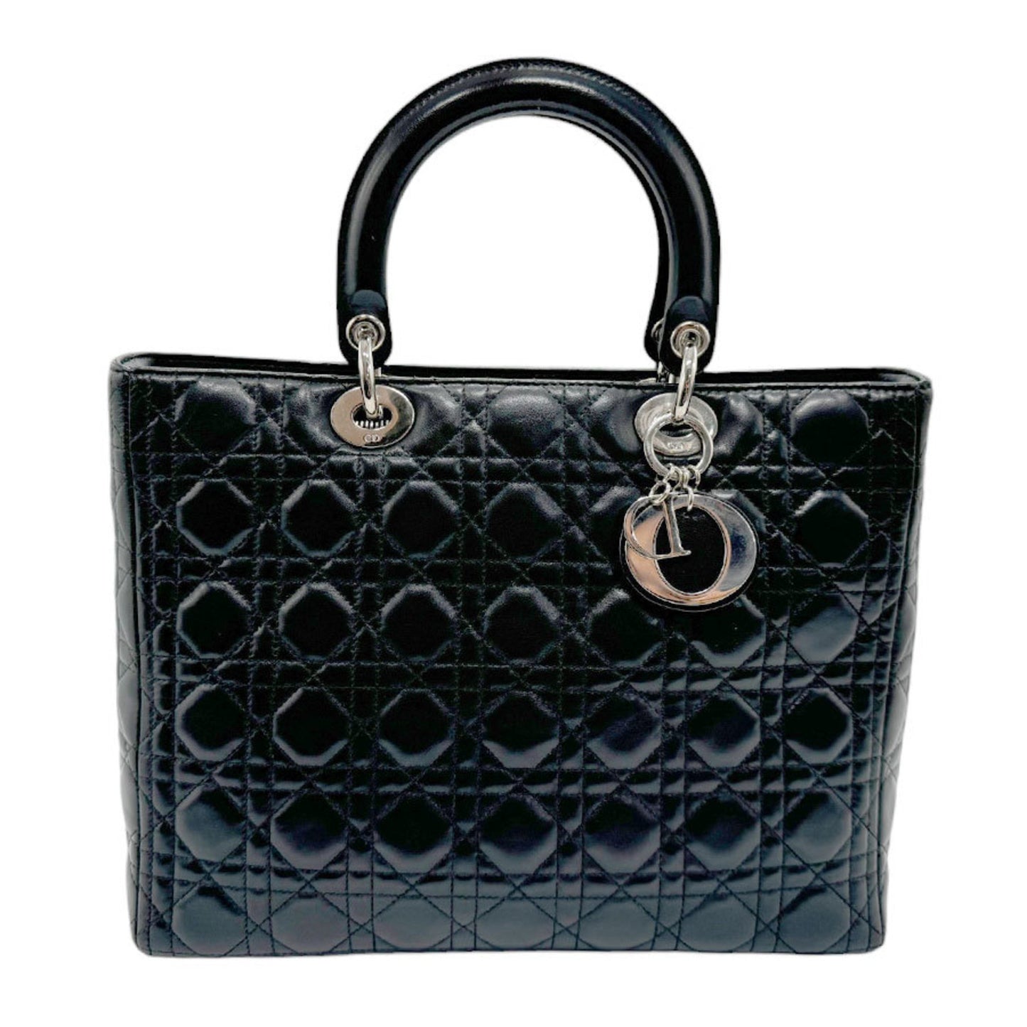 Dior Lady Dior Black Leather Hand Bag