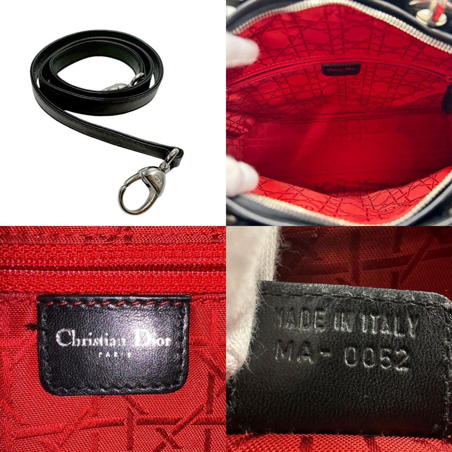 Dior Lady Dior Black Leather Hand Bag