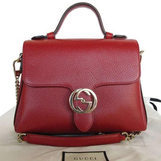 Gucci Interlocking G Red Leather Shoulder Bag