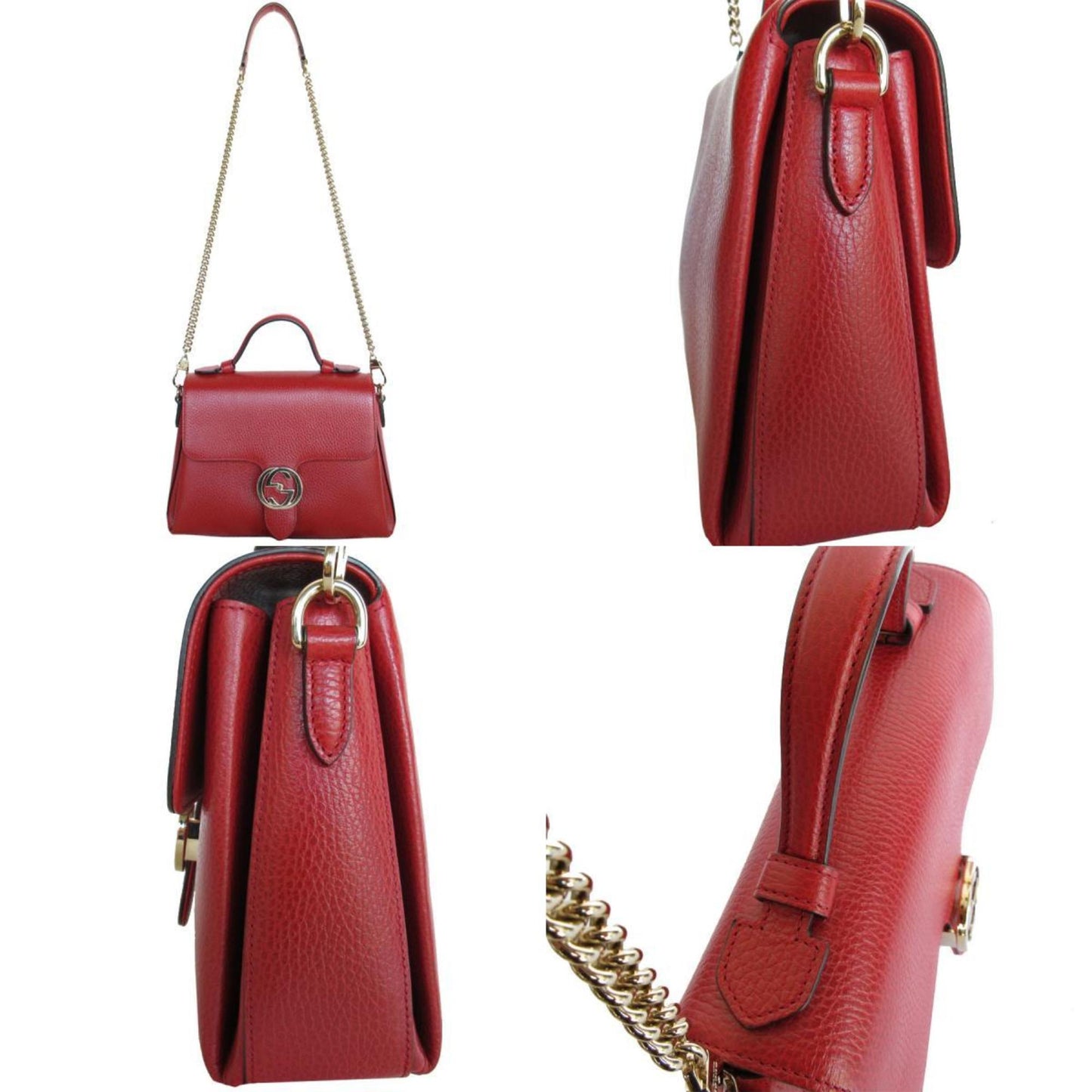 Gucci Interlocking G Red Leather Shoulder Bag