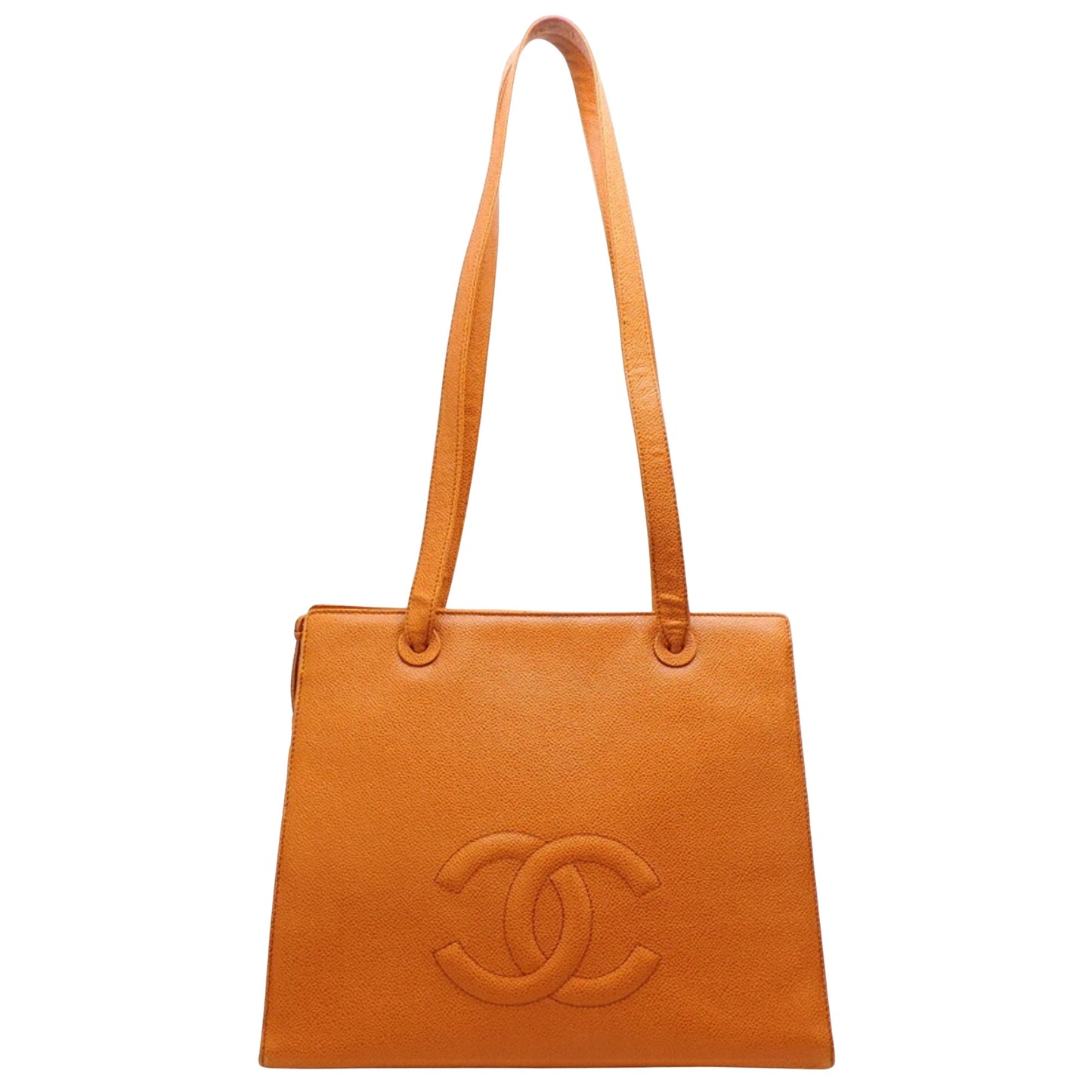 Chanel Logo CC Brown Leather Tote Bag