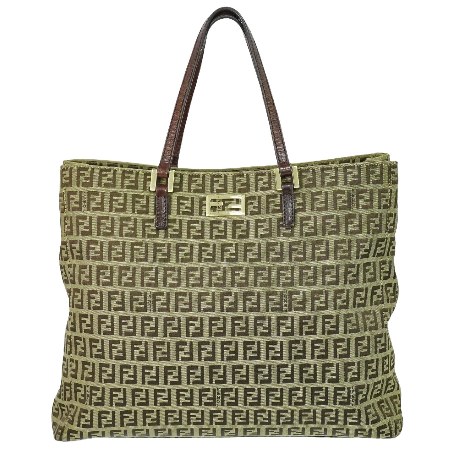 Fendi Zucchino Brown Canvas Hand Bag