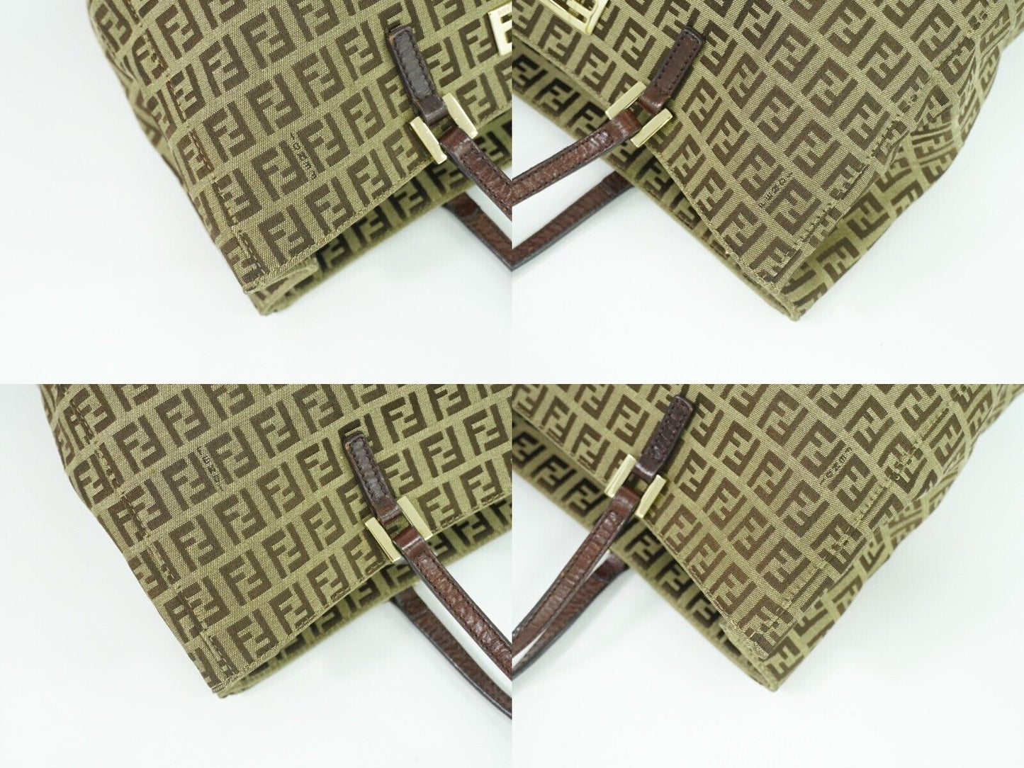 Fendi Zucchino Brown Canvas Hand Bag