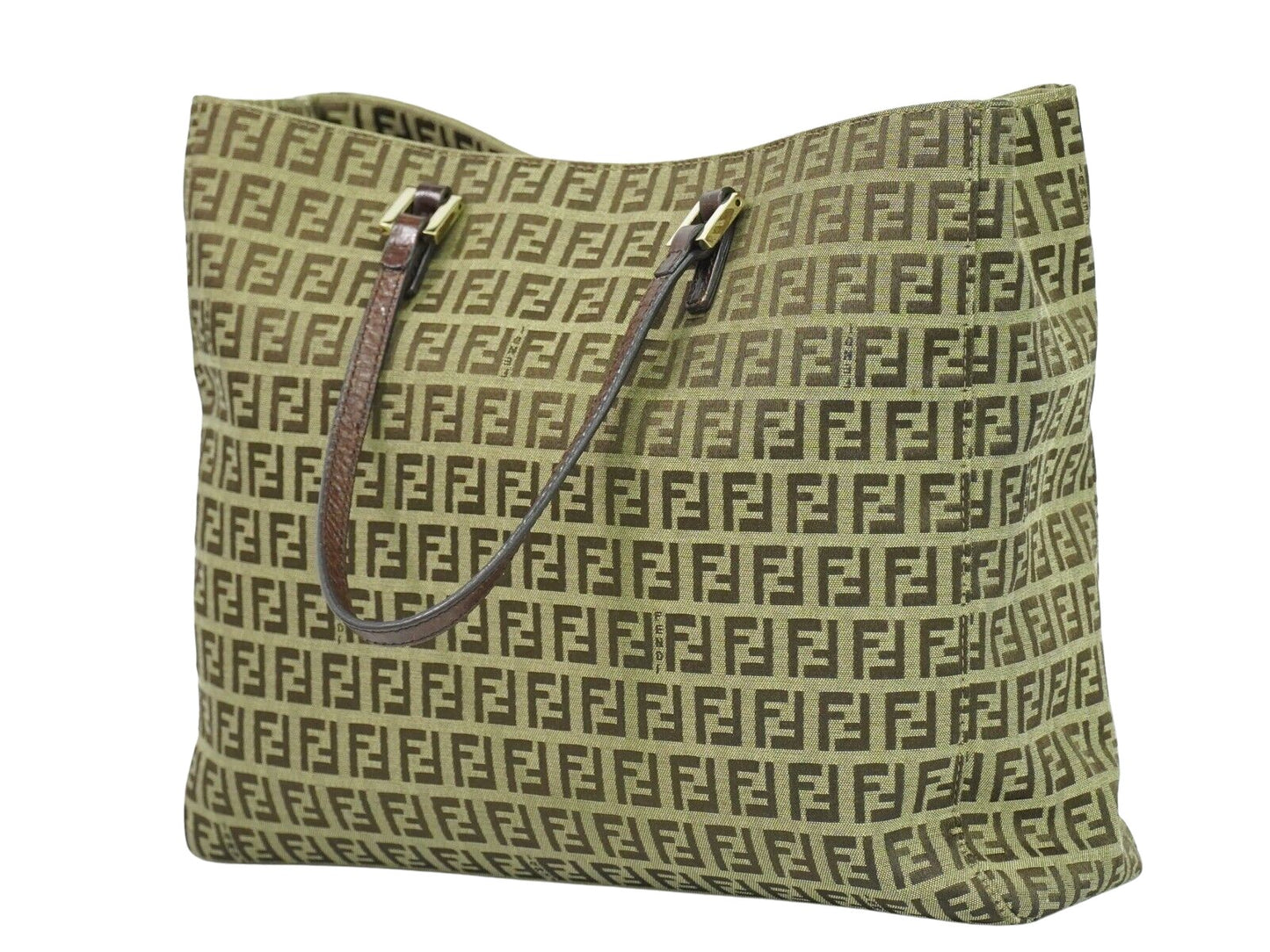 Fendi Zucchino Brown Canvas Hand Bag