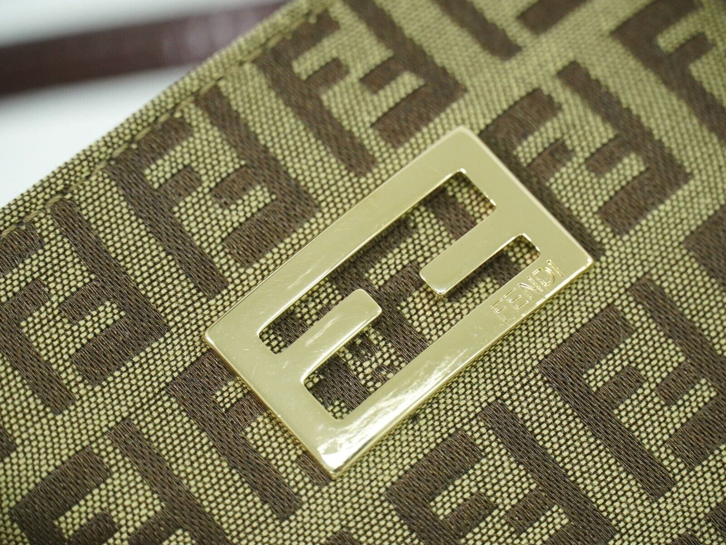 Fendi Zucchino Brown Canvas Hand Bag