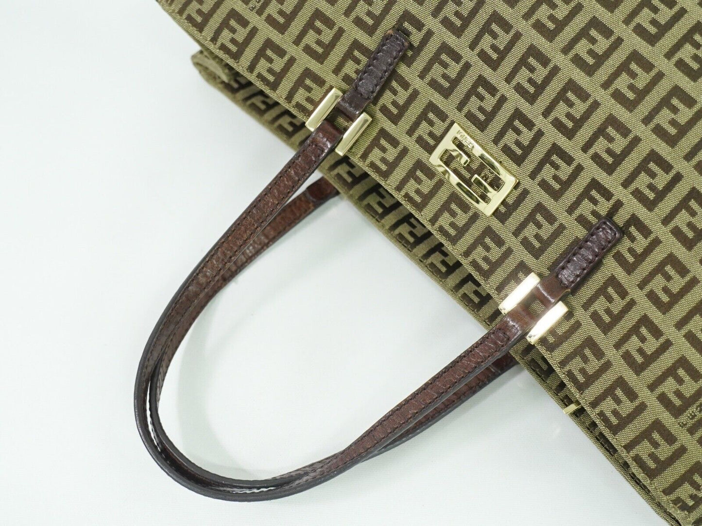 Fendi Zucchino Brown Canvas Hand Bag