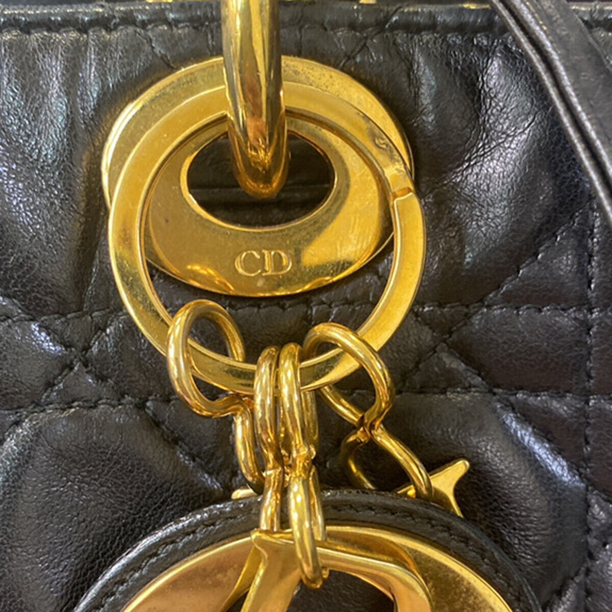 Dior Lady Dior Black Leather Hand Bag