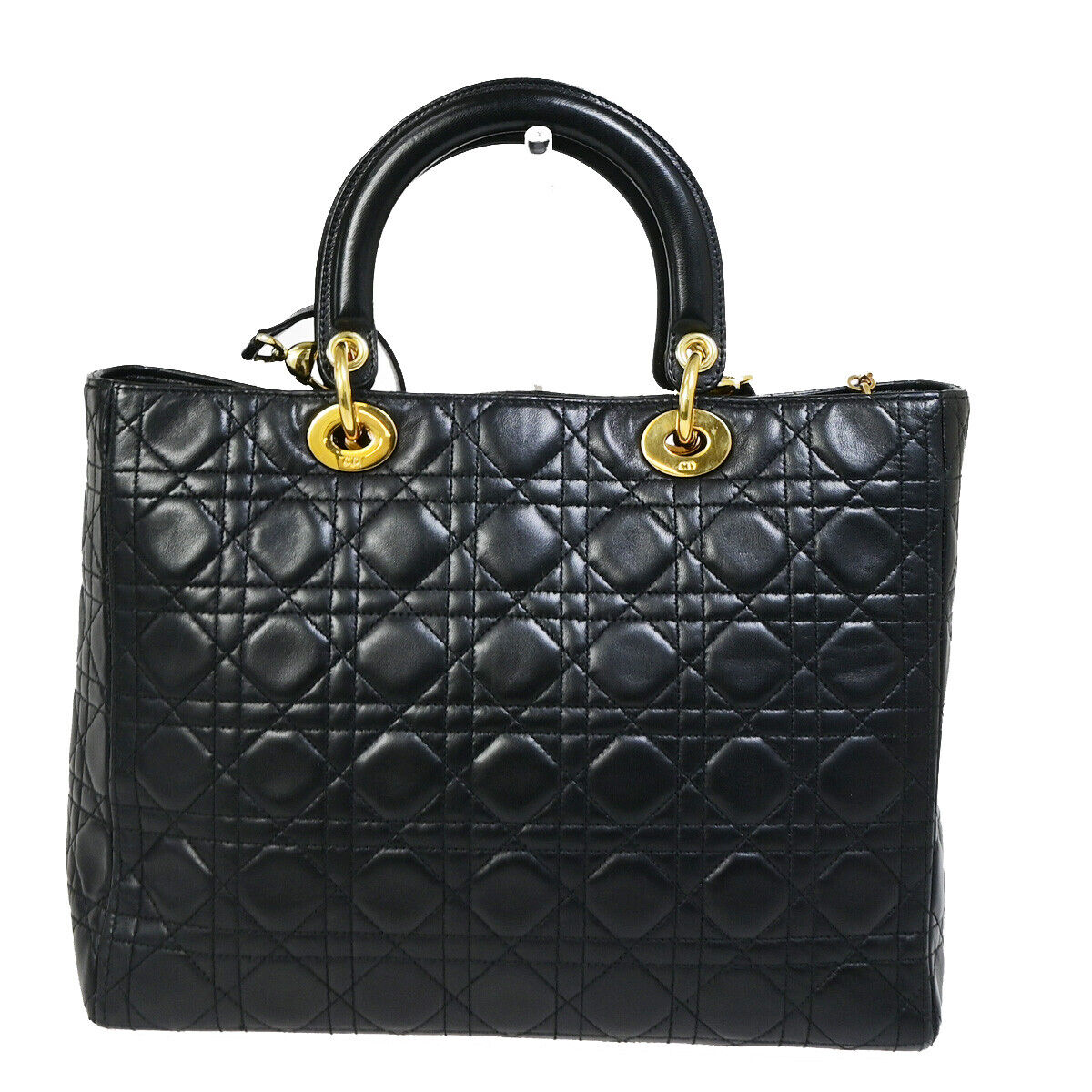 Dior Lady Dior Black Leather Hand Bag