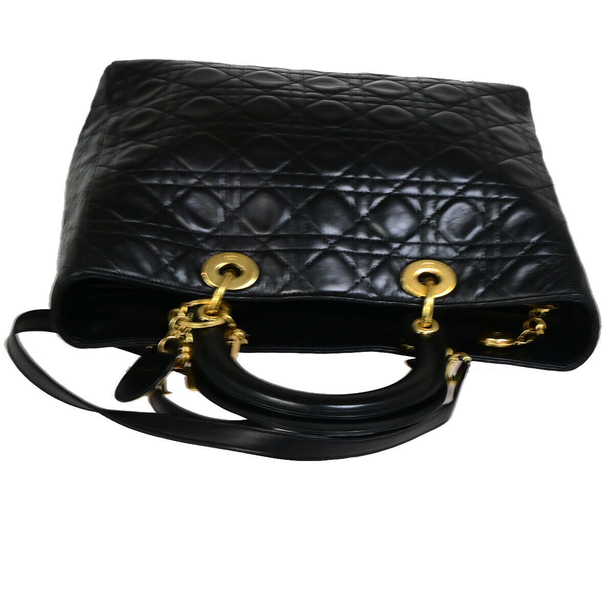 Dior Lady Dior Black Leather Hand Bag