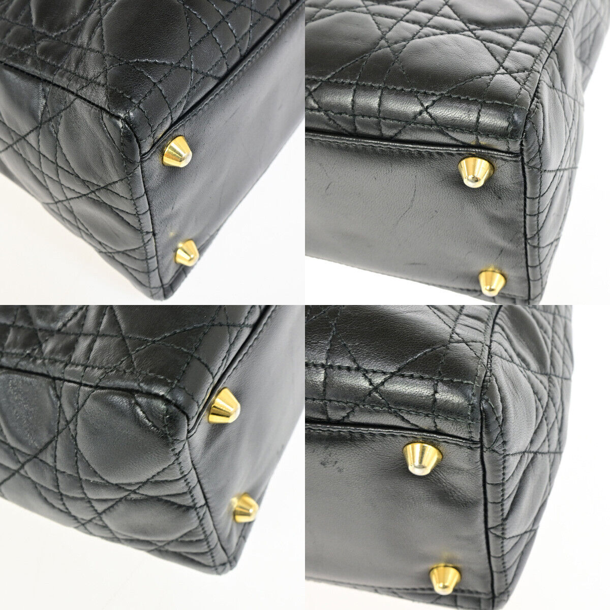 Dior Lady Dior Black Leather Hand Bag