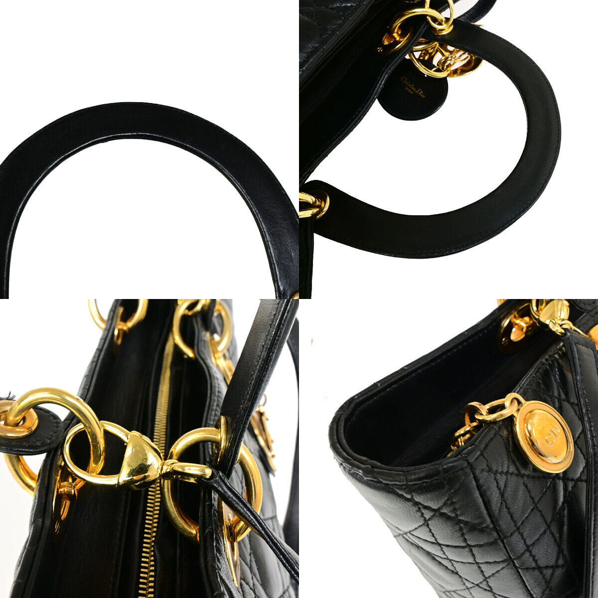 Dior Lady Dior Black Leather Hand Bag