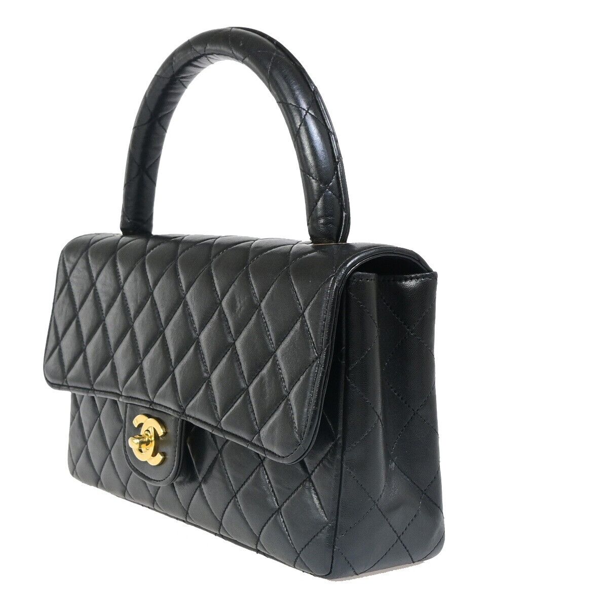 Chanel Matelassé Black Leather Hand Bag