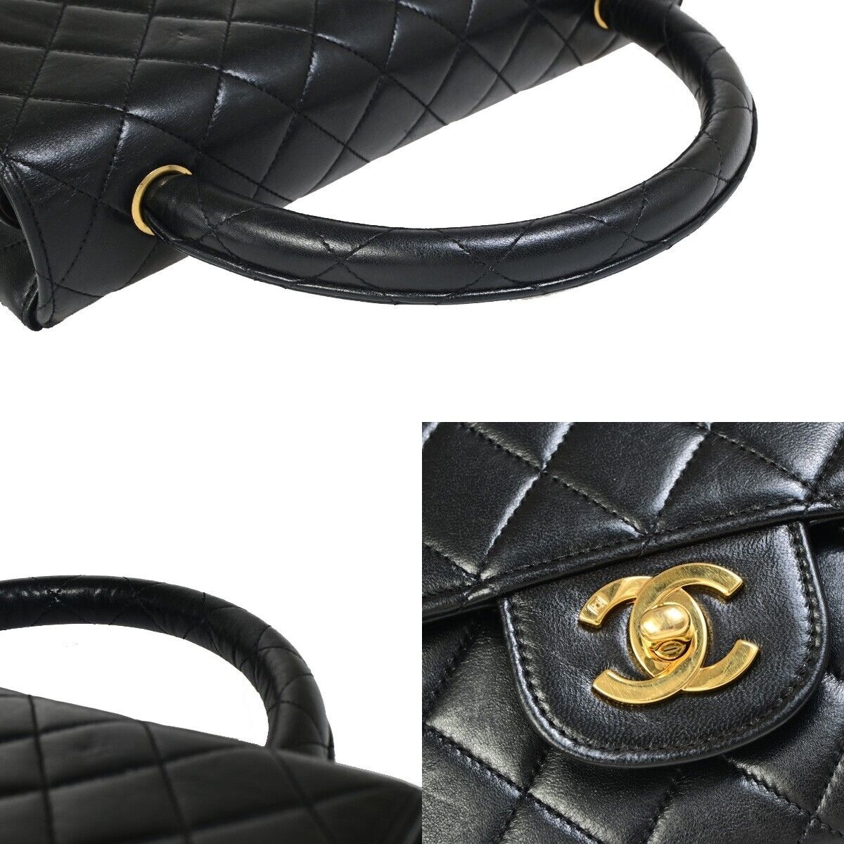 Chanel Matelassé Black Leather Hand Bag