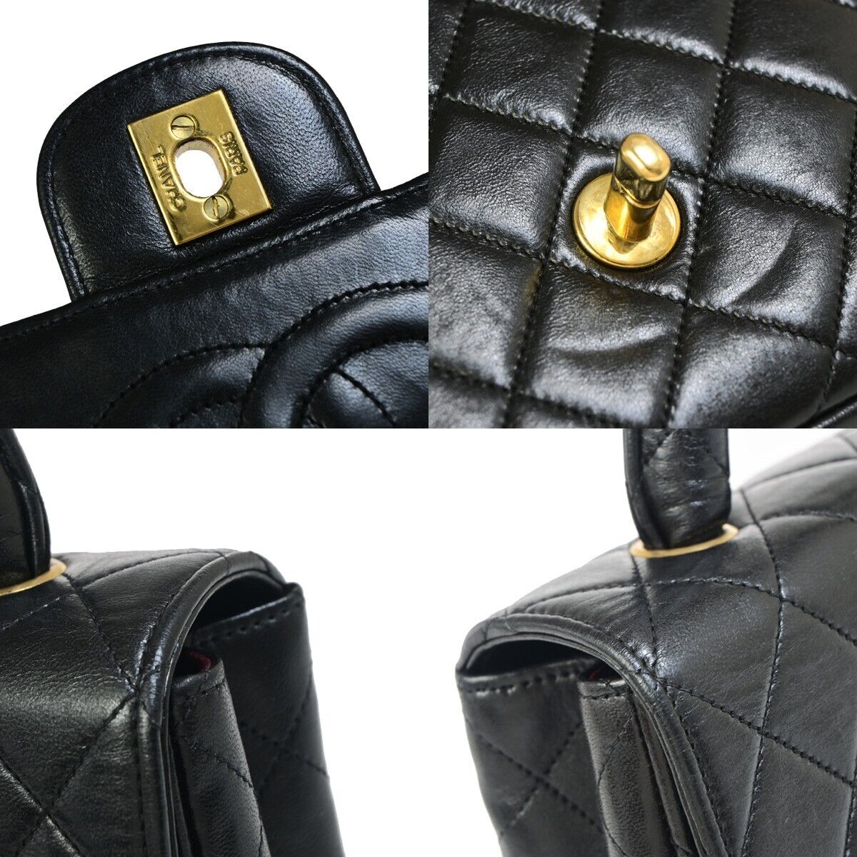 Chanel Matelassé Black Leather Hand Bag