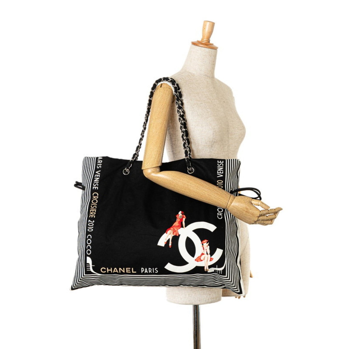 Chanel Coco Mark Black Canvas Tote Bag