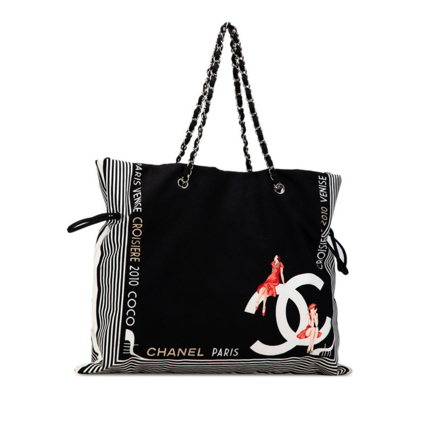 Chanel Coco Mark Black Canvas Tote Bag