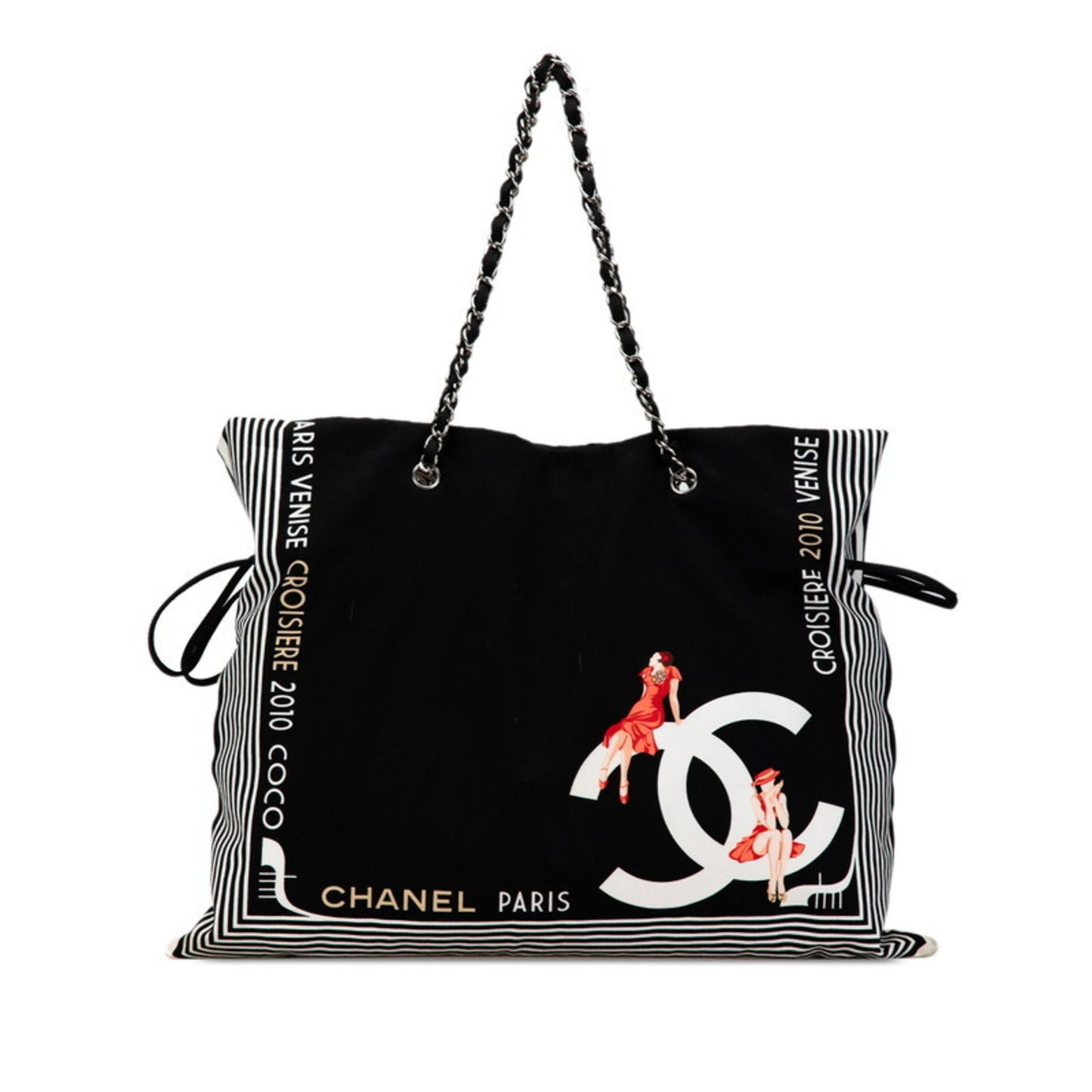 Chanel Coco Mark Black Canvas Tote Bag