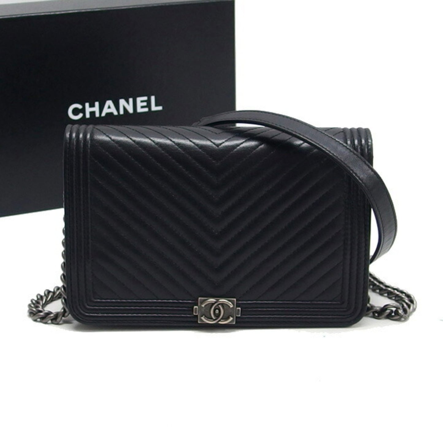 Chanel Boy Black Leather Shoulder Bag