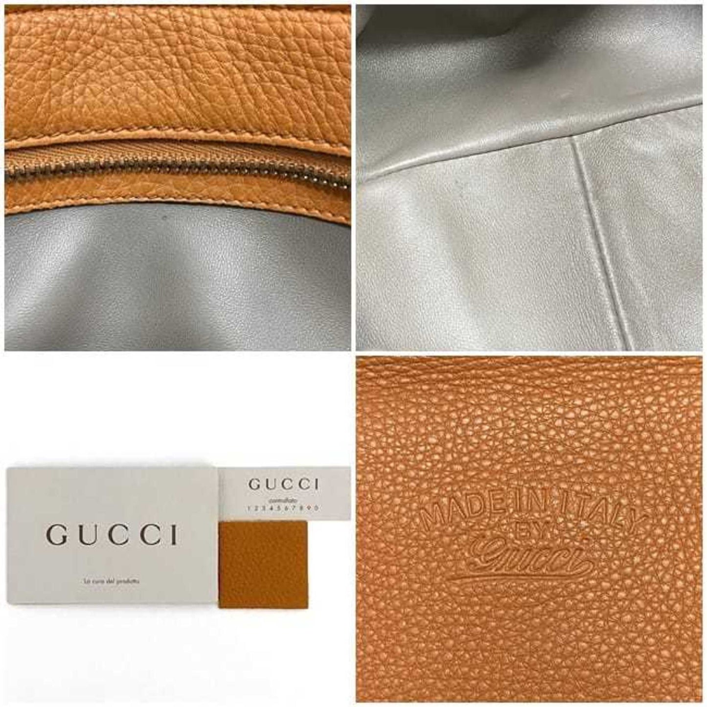 Gucci Bamboo Orange Leather Tote Bag