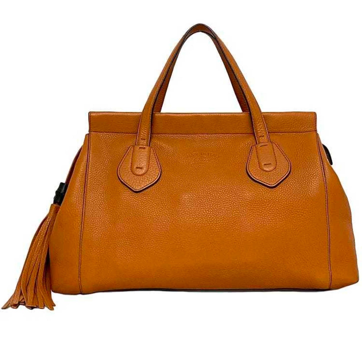 Gucci Bamboo Orange Leather Tote Bag