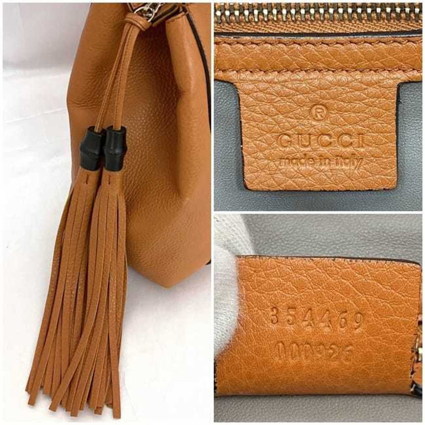 Gucci Bamboo Orange Leather Tote Bag