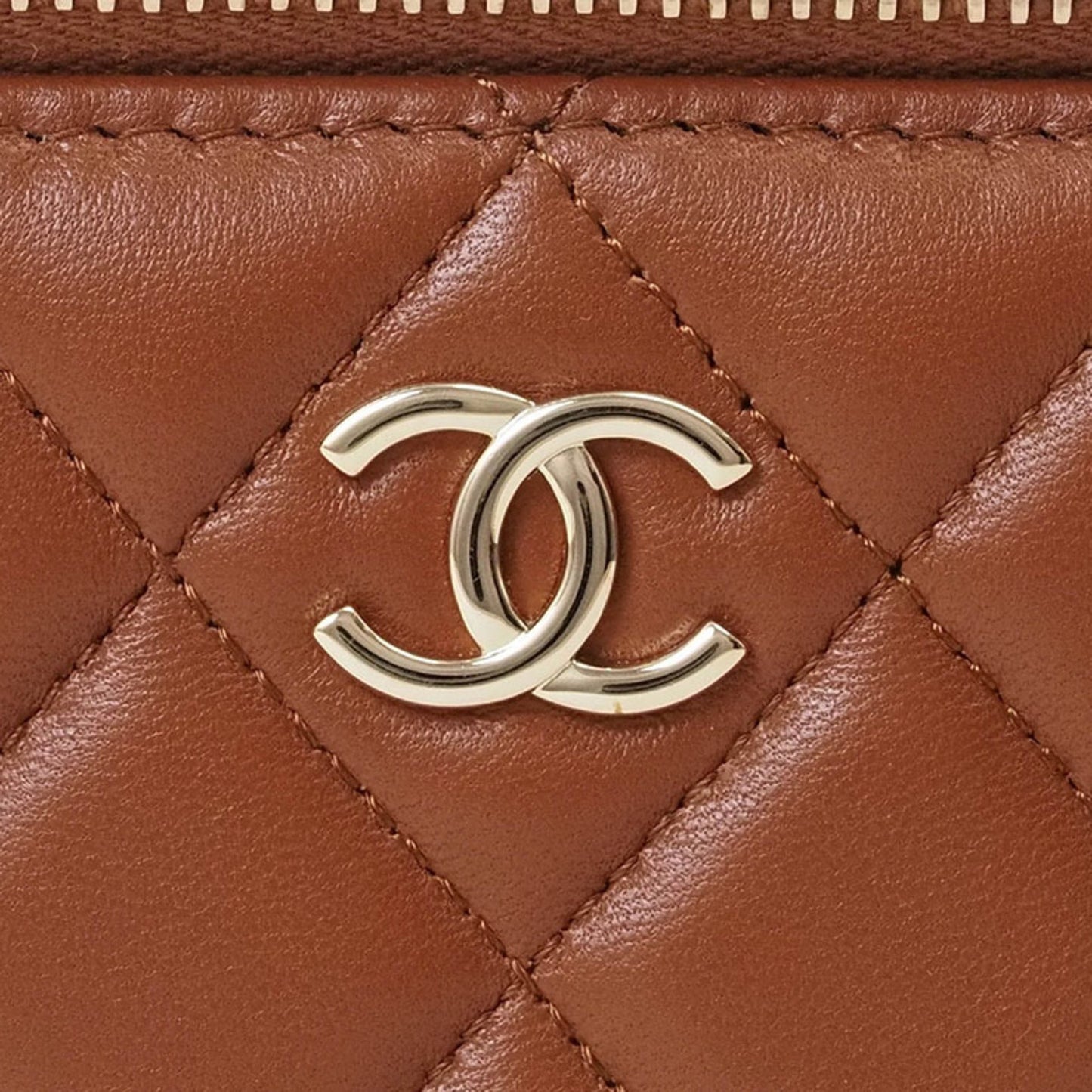 Chanel Vanity Brown Leather Clutch Bag