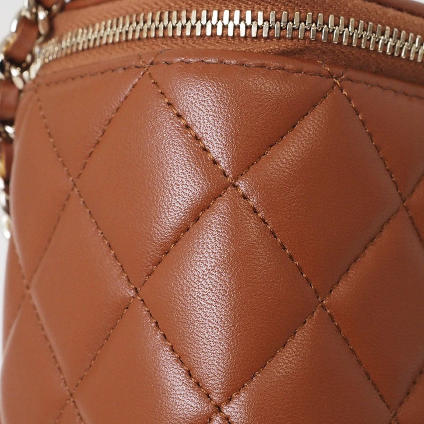 Chanel Vanity Brown Leather Clutch Bag