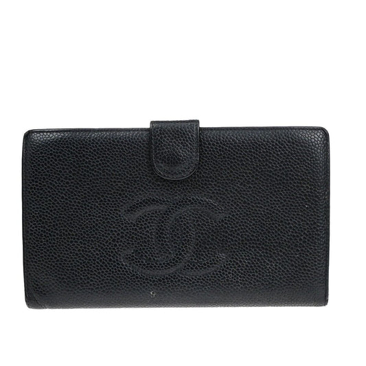 Chanel Coco Mark Black Leather Wallet Accessories